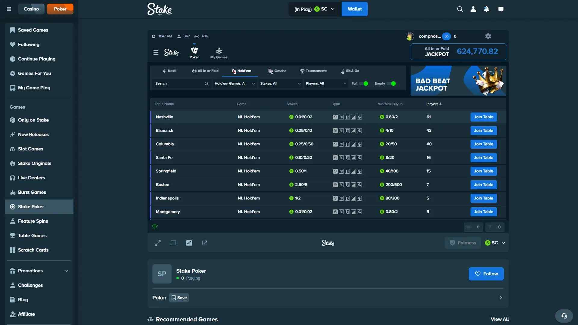 Stake-us poker room